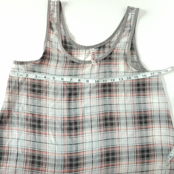 MUDD Gray Plaid Lightweight Tunic Tank Top Sz M - Picture 7 of 8